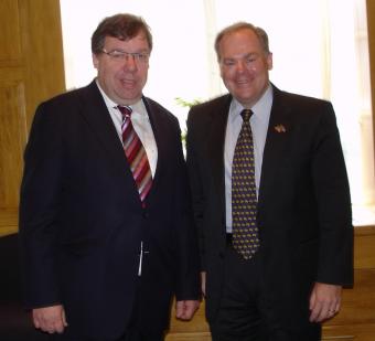 Irish Prime Minister Brian Cowen with Dr. Stephen Cross, Georgia Tech vice president and GTRI director, 2003-present, in 2008.
